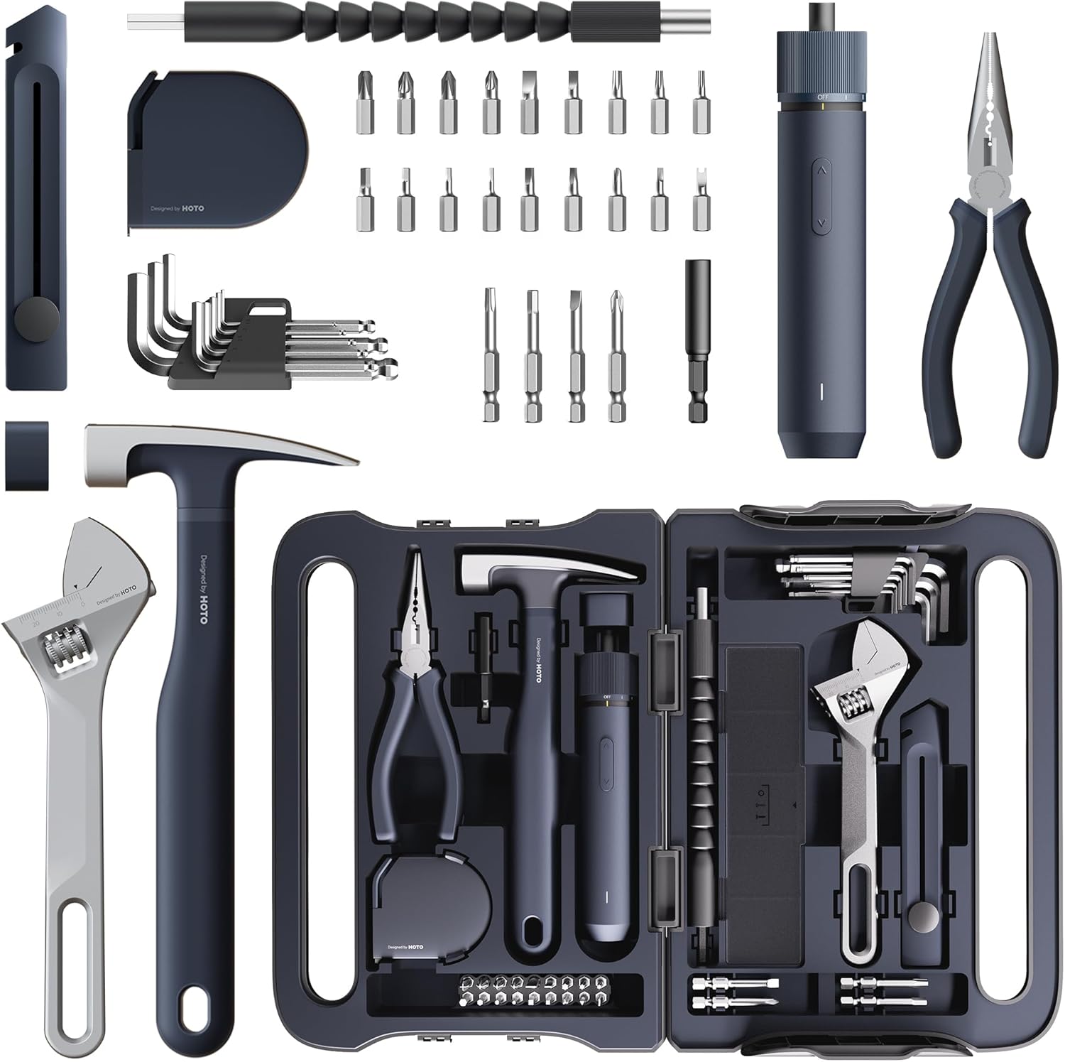 40 Piece Home Tool Kit with Cordless Electric Screwdriver and Organized Storage Case
