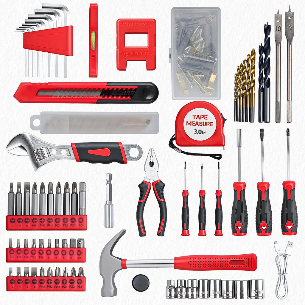 8V Cordless Drill Set 1500mAh Rechargeable 10 Drill Bits Home Tool Kit USB-C
