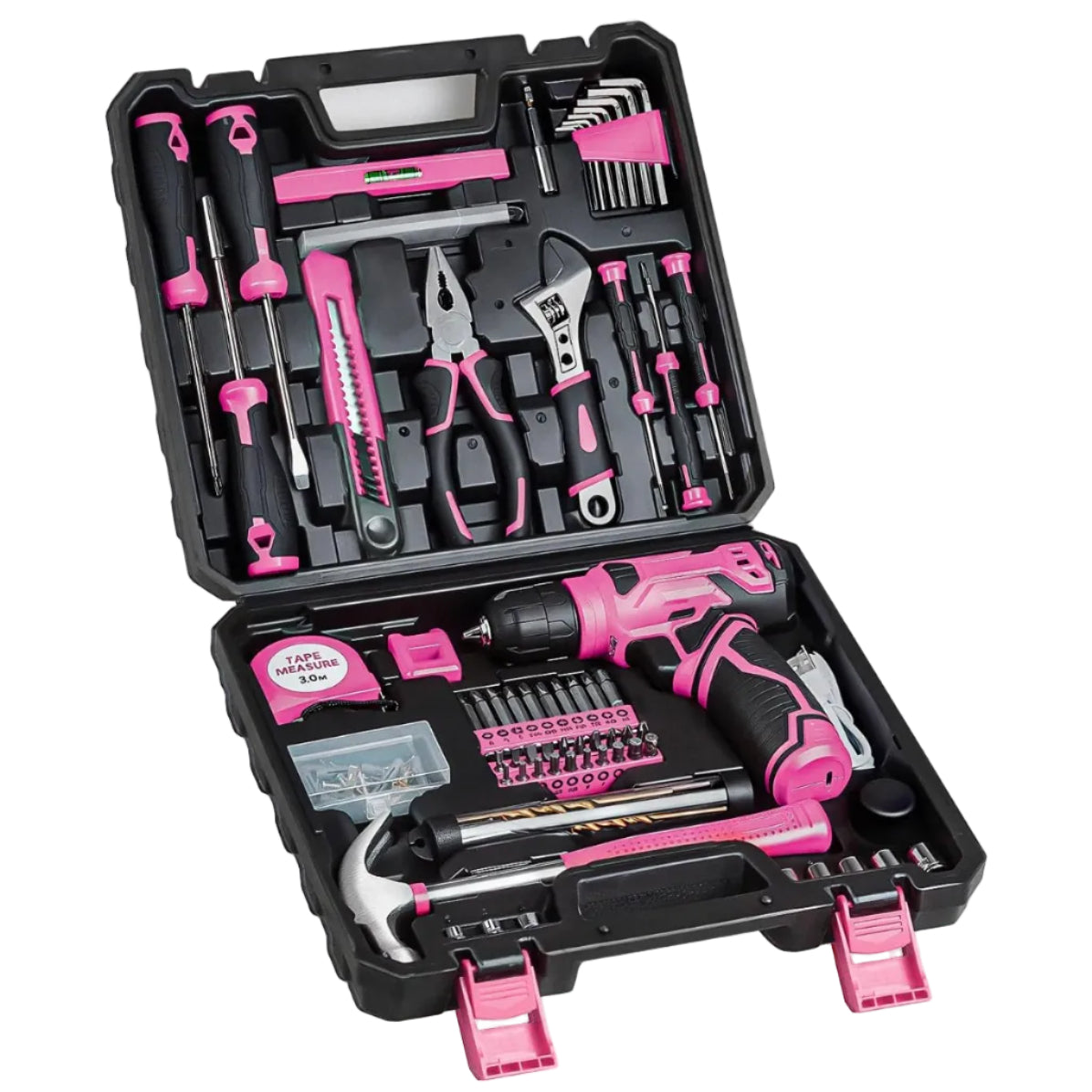 8V Cordless Drill Set 1500mAh Rechargeable 10 Drill Bits Home Tool Kit USB-C
