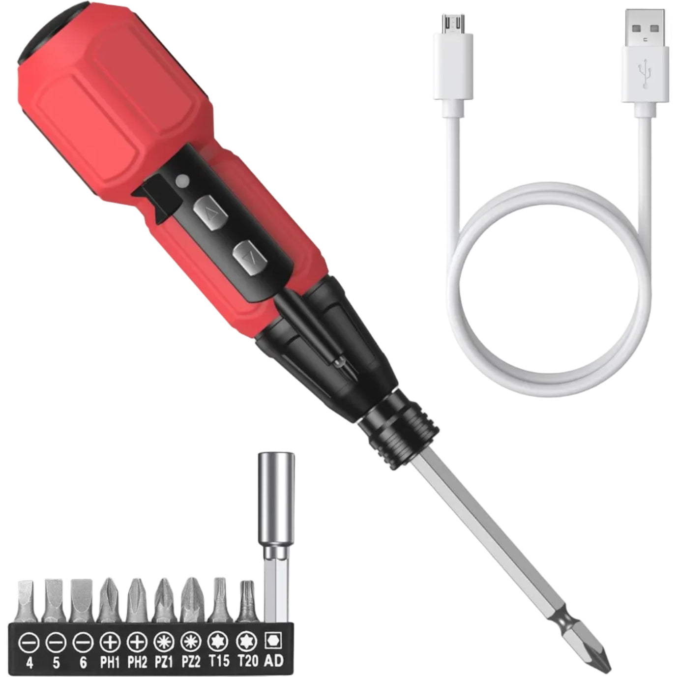 2-in-1 Cordless Electric Screwdriver 3.6V 9 Bits LED Light USB Rechargeable Home Repair