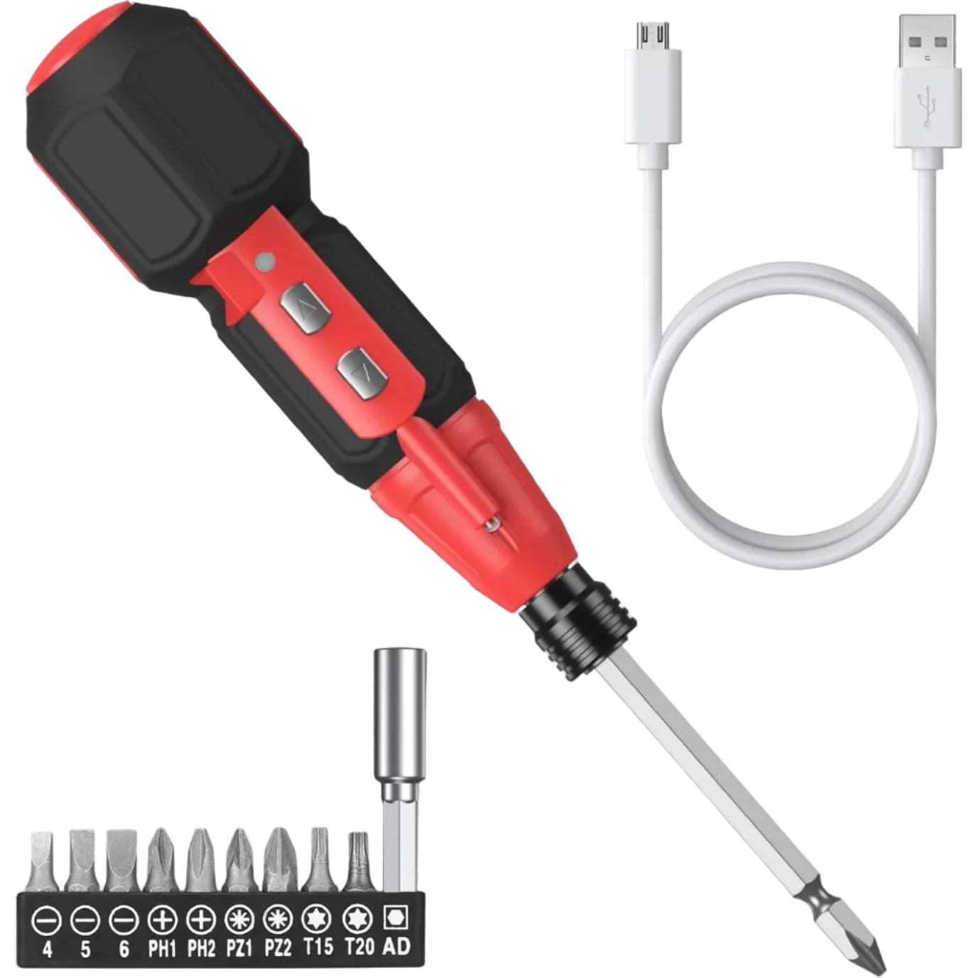 2-in-1 Cordless Electric Screwdriver 3.6V 9 Bits LED Light USB Rechargeable Home Repair