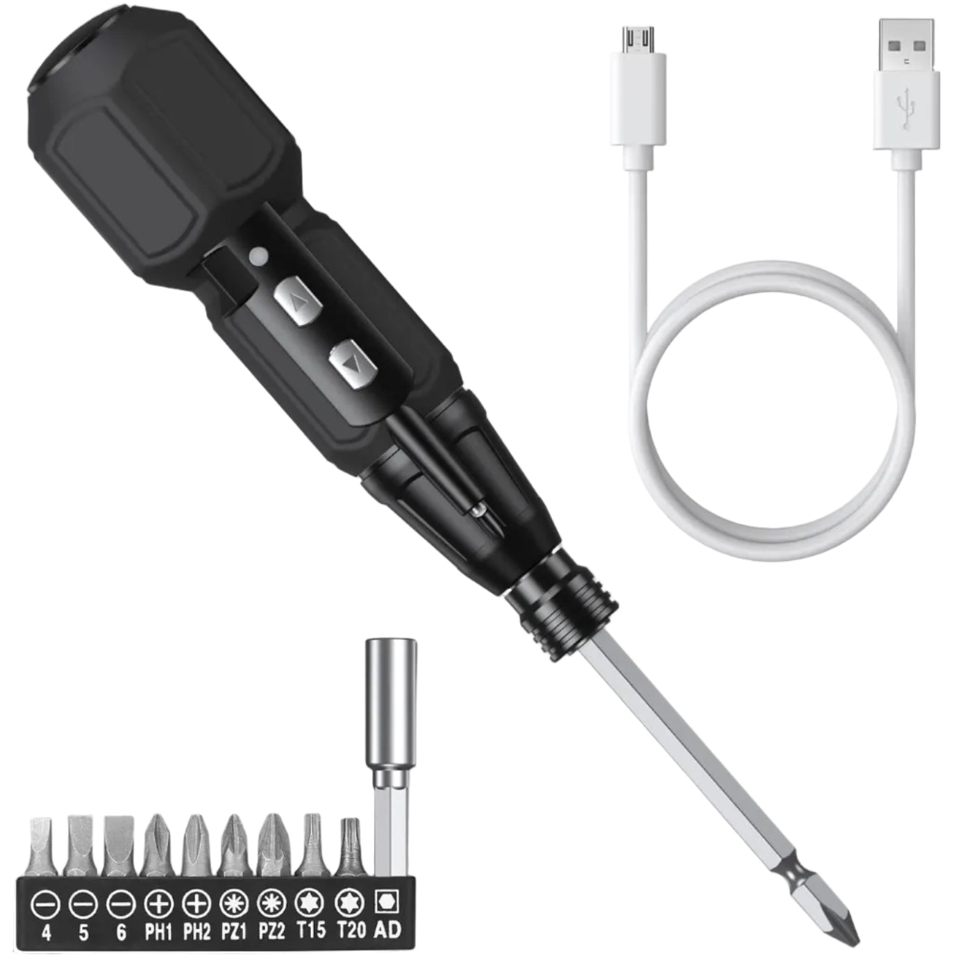 2-in-1 Cordless Electric Screwdriver 3.6V 9 Bits LED Light USB Rechargeable Home Repair