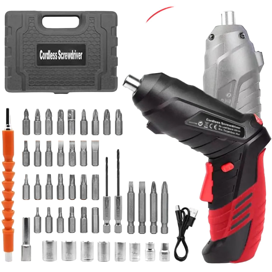Cordless Electric Screwdriver 3.6V 46 Piece Kit Adjustable Handle USB-C Rechargeable