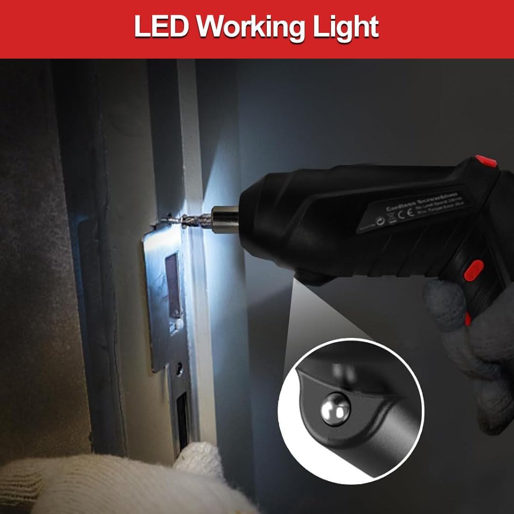 Cordless Electric Screwdriver 3.6V 46 Piece Kit Adjustable Handle USB-C Rechargeable